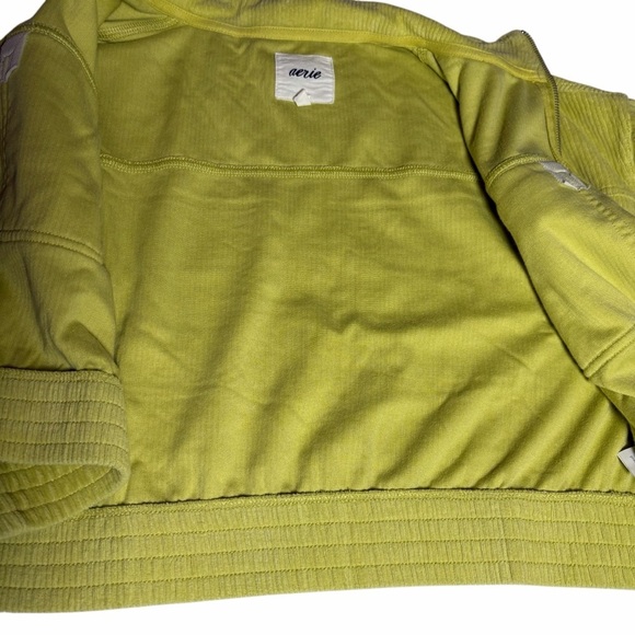 Aerie Cropped Corduroy Zip Jacket | Bright Yellow Green | Size M - Picture 8 of 14